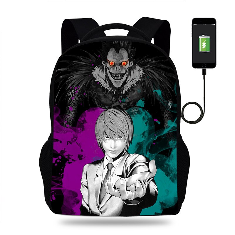 Anime DN Death Note Backpack Boy Girl School Bag Kid Teenager USB Charging Travel Backpack Men Women Schoolbag Rucksack Mochila Anime DN Death Note Backpack Boy Girl School Bag Kid Teenager USB Charging Travel Backpack Men Women Schoolbag Rucksack Mochila