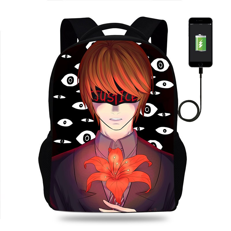 Anime DN Death Note Backpack Boy Girl School Bag Kid Teenager USB Charging Travel Backpack Men Women Schoolbag Rucksack Mochila Anime DN Death Note Backpack Boy Girl School Bag Kid Teenager USB Charging Travel Backpack Men Women Schoolbag Rucksack Mochila