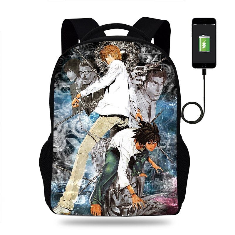 Anime DN Death Note Backpack Boy Girl School Bag Kid Teenager USB Charging Travel Backpack Men Women Schoolbag Rucksack Mochila Anime DN Death Note Backpack Boy Girl School Bag Kid Teenager USB Charging Travel Backpack Men Women Schoolbag Rucksack Mochila