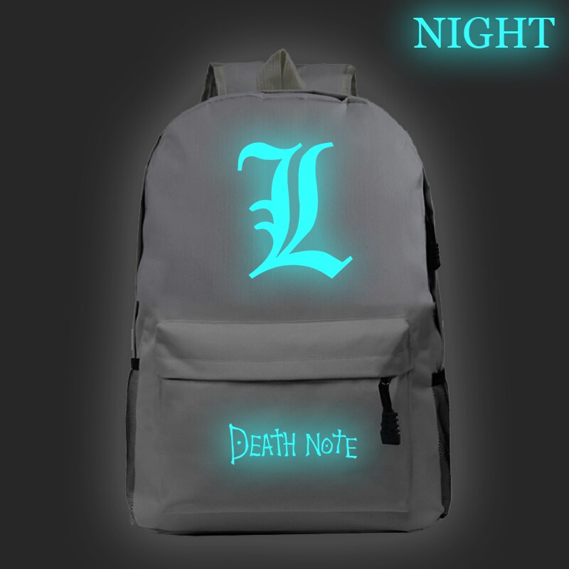 Movies Anime DN Death Note Luminous Backpack Children School Bag DEATH NOTE Logo Prints Teens Book Bag Students Rucksack Mochilas Movies Anime DN Death Note Luminous Backpack Children School Bag DEATH NOTE Logo Prints Teens Book Bag Students Rucksack Mochilas