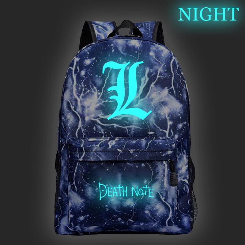Movies Anime DN Death Note Luminous Backpack Children School Bag DEATH NOTE Logo Prints Teens Book Bag Students Rucksack Mochilas Movies Anime DN Death Note Luminous Backpack Children School Bag DEATH NOTE Logo Prints Teens Book Bag Students Rucksack Mochilas