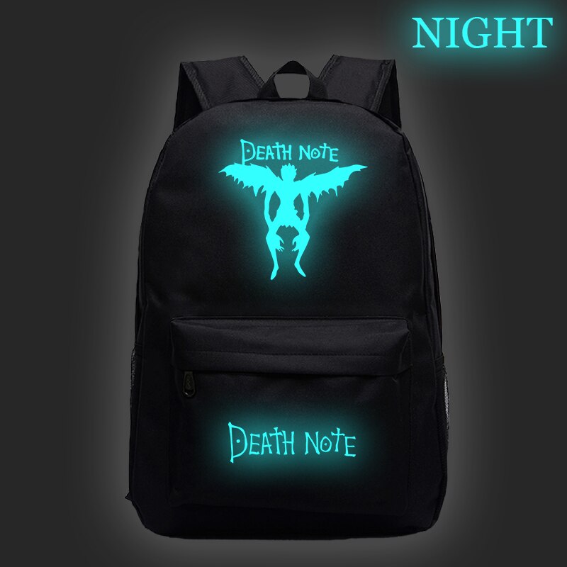 Movies Anime DN Death Note Luminous Backpack Children School Bag DEATH NOTE Logo Prints Teens Book Bag Students Rucksack Mochilas Movies Anime DN Death Note Luminous Backpack Children School Bag DEATH NOTE Logo Prints Teens Book Bag Students Rucksack Mochilas