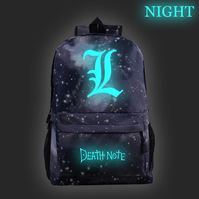 Movies Anime DN Death Note Luminous Backpack Children School Bag DEATH NOTE Logo Prints Teens Book Bag Students Rucksack Mochilas Movies Anime DN Death Note Luminous Backpack Children School Bag DEATH NOTE Logo Prints Teens Book Bag Students Rucksack Mochilas