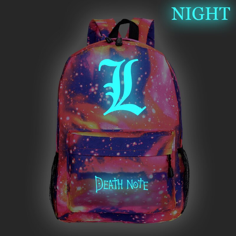 Movies Anime DN Death Note Luminous Backpack Children School Bag DEATH NOTE Logo Prints Teens Book Bag Students Rucksack Mochilas Movies Anime DN Death Note Luminous Backpack Children School Bag DEATH NOTE Logo Prints Teens Book Bag Students Rucksack Mochilas