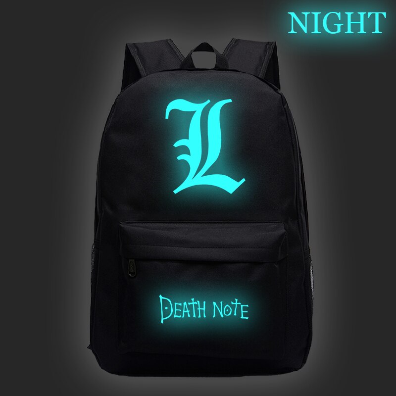 Movies Anime DN Death Note Luminous Backpack Children School Bag DEATH NOTE Logo Prints Teens Book Bag Students Rucksack Mochilas Movies Anime DN Death Note Luminous Backpack Children School Bag DEATH NOTE Logo Prints Teens Book Bag Students Rucksack Mochilas