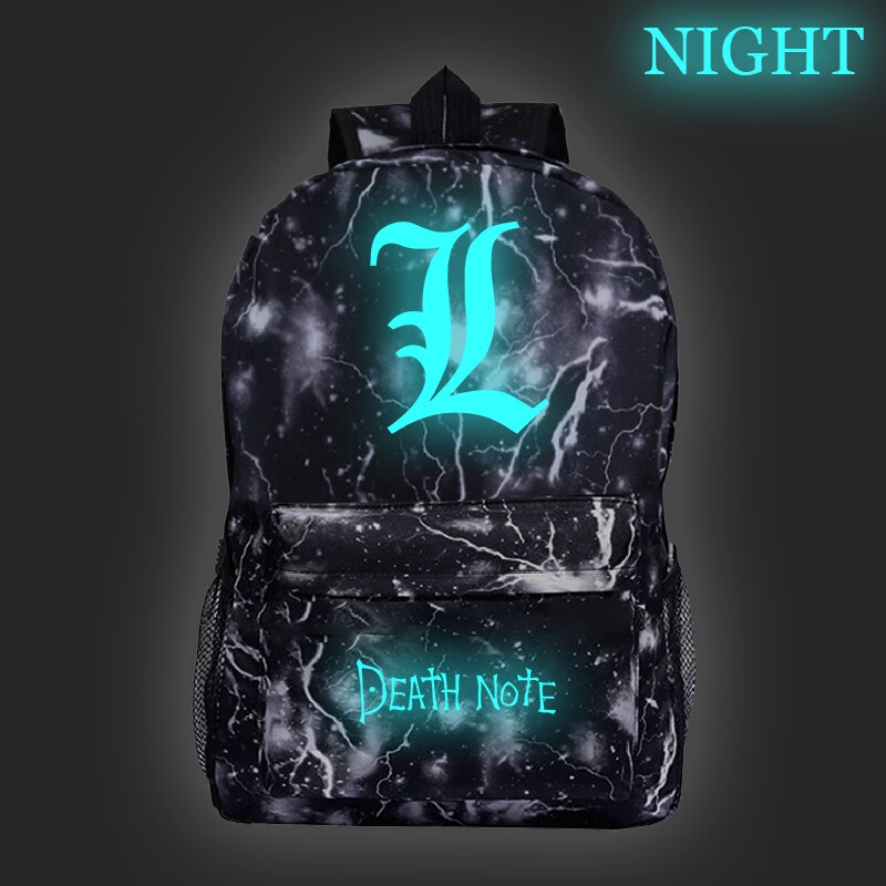 Movies Anime DN Death Note Luminous Backpack Children School Bag DEATH NOTE Logo Prints Teens Book Bag Students Rucksack Mochilas Movies Anime DN Death Note Luminous Backpack Children School Bag DEATH NOTE Logo Prints Teens Book Bag Students Rucksack Mochilas
