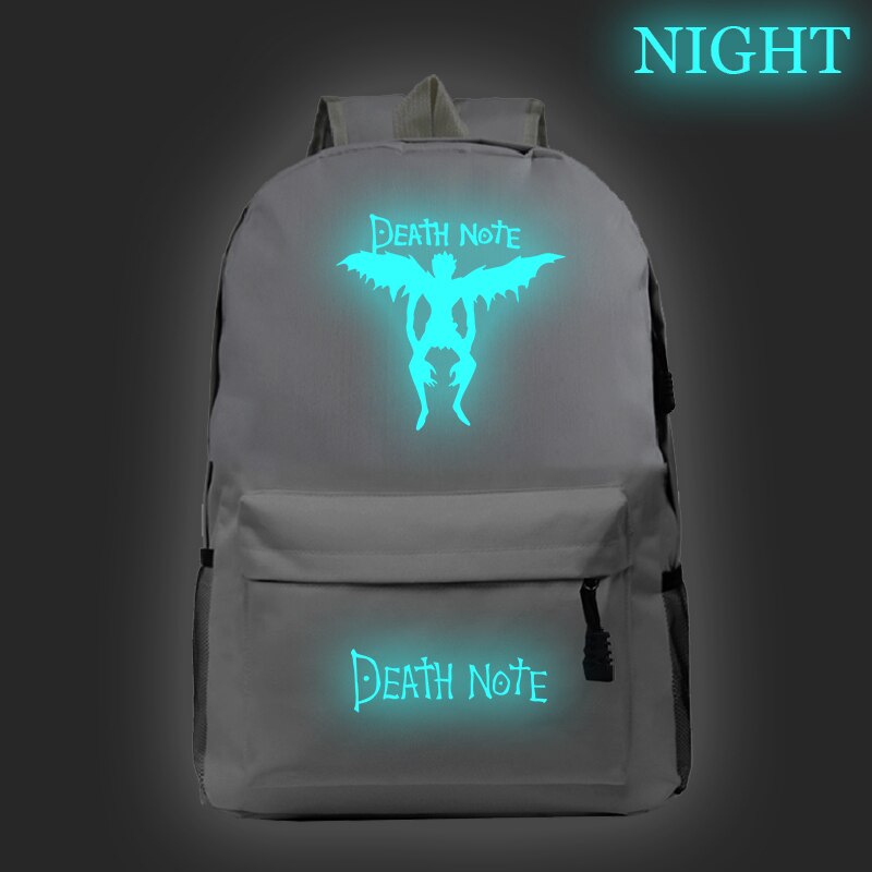 Movies Anime DN Death Note Luminous Backpack Children School Bag DEATH NOTE Logo Prints Teens Book Bag Students Rucksack Mochilas Movies Anime DN Death Note Luminous Backpack Children School Bag DEATH NOTE Logo Prints Teens Book Bag Students Rucksack Mochilas