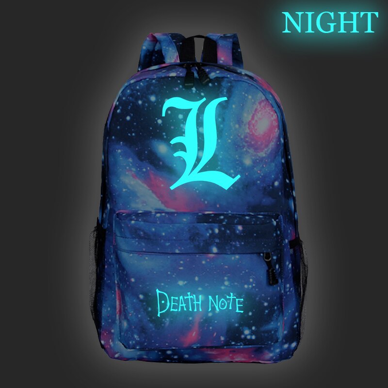 Movies Anime DN Death Note Luminous Backpack Children School Bag DEATH NOTE Logo Prints Teens Book Bag Students Rucksack Mochilas Movies Anime DN Death Note Luminous Backpack Children School Bag DEATH NOTE Logo Prints Teens Book Bag Students Rucksack Mochilas