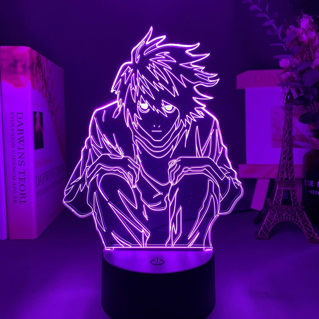Manga Anime DN Death Note L Lawliet Figure Led Night Light for Room Store Decor Idea Cool Kids Child Bedroom Table Lamp Ryuk Figure