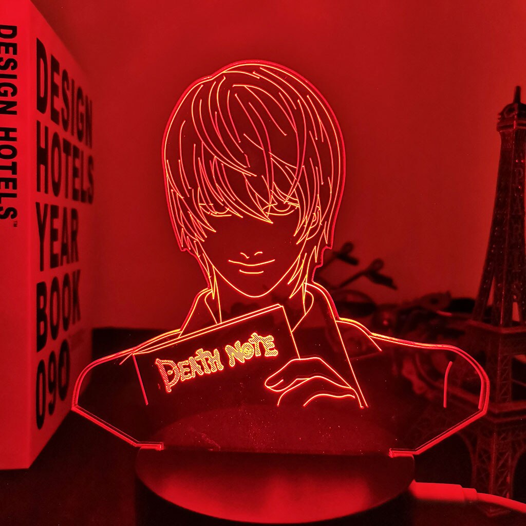 Yagami Light Figure Acrylic LED Night Light Gift Anime DN Death Note Lamp for Kid Bedroom Decor Lighting Childrens Room Nightlight