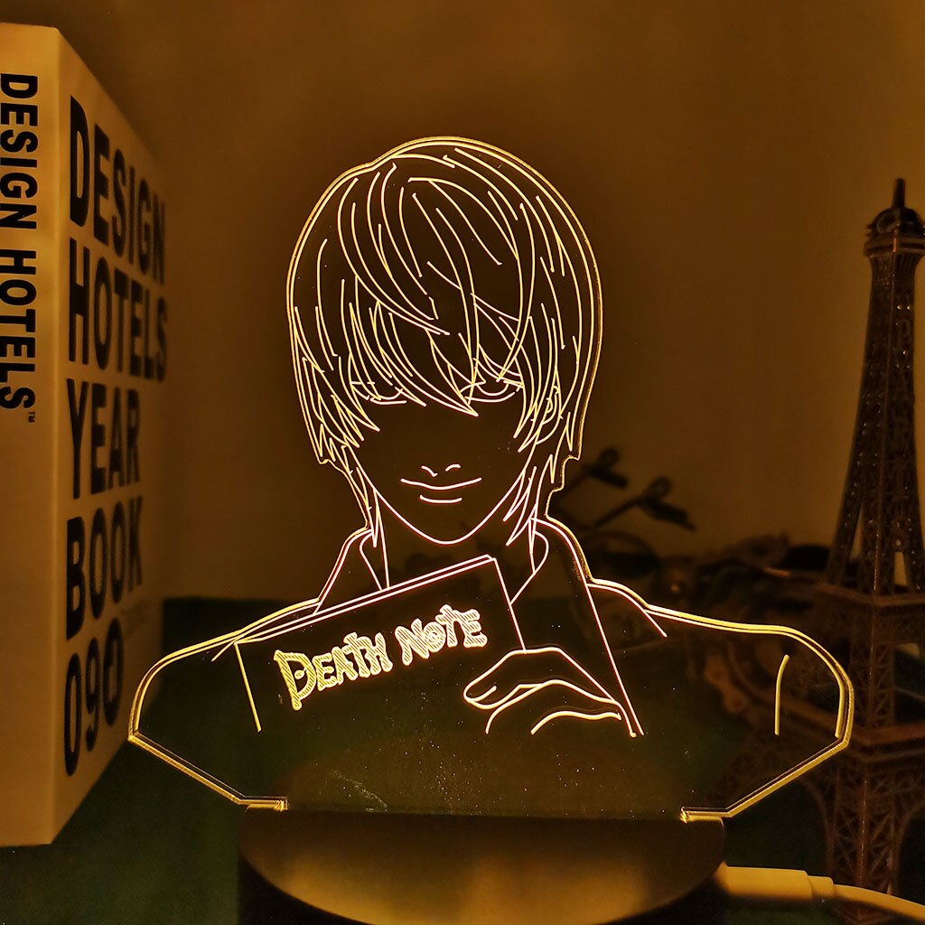 Yagami Light Figure Acrylic LED Night Light Gift Anime DN Death Note Lamp for Kid Bedroom Decor Lighting Childrens Room Nightlight