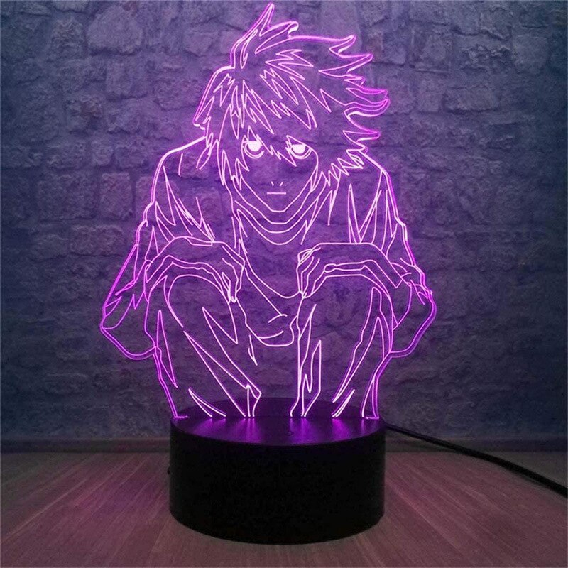 Anime DN Death Note Yagami Light3D stereo vision LED night light touch 7 color remote control bedside table lamp creative gift light