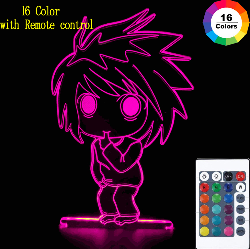 Hot Japanese Anime DN Death Note Toy Figures Led Night Light Cartoon Kids Bedroom Night Light Light Yagami 3d Lamp Child Gift