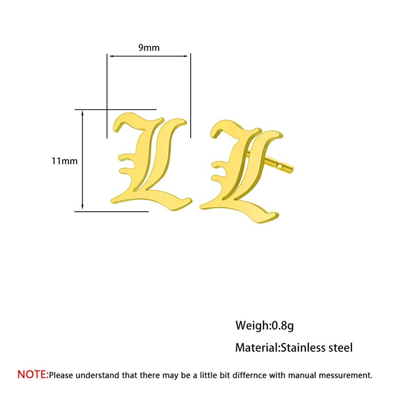 Anime DN Death Note L Letter Earrings Stainless Steel Old English Letter Pendant Beads Chain Necklaces Cosplay Jewelry Accessories Anime DN Death Note L Letter Earrings Stainless Steel Old English Letter Pendant Beads Chain Necklaces Cosplay Jewelry Accessories