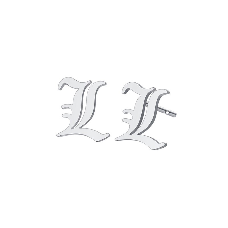 Anime DN Death Note L Letter Earrings Stainless Steel Old English Letter Pendant Beads Chain Necklaces Cosplay Jewelry Accessories Anime DN Death Note L Letter Earrings Stainless Steel Old English Letter Pendant Beads Chain Necklaces Cosplay Jewelry Accessories
