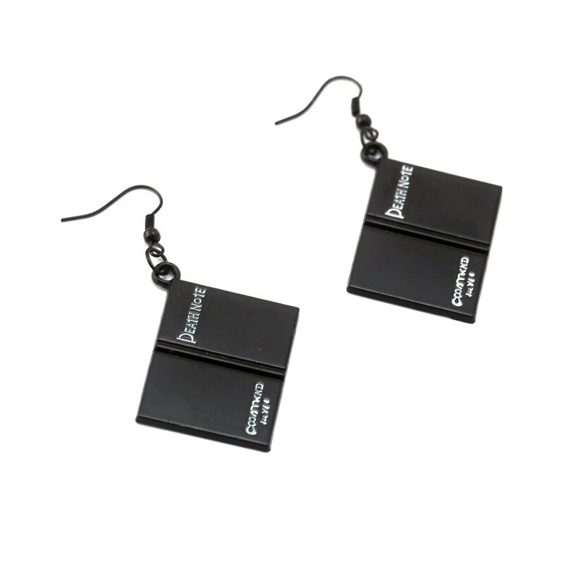 Anime DN Death Note Book Pendant Drop Earrings Stainless Steel Cross Black Anime DN Death Note Double L Earring Cosplay Jewelry Birthday gif