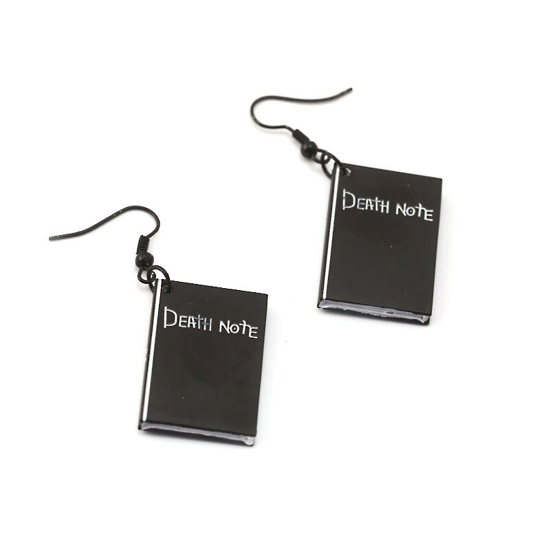 Anime DN Death Note Book Pendant Drop Earrings Stainless Steel Cross Black Anime DN Death Note Double L Earring Cosplay Jewelry Birthday gif