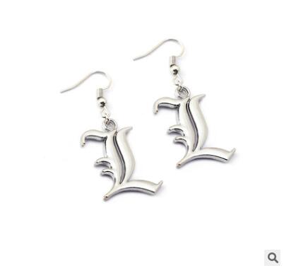 Anime DN Death Note Book Pendant Drop Earrings Stainless Steel Cross Black Anime DN Death Note Double L Earring Cosplay Jewelry Birthday gif