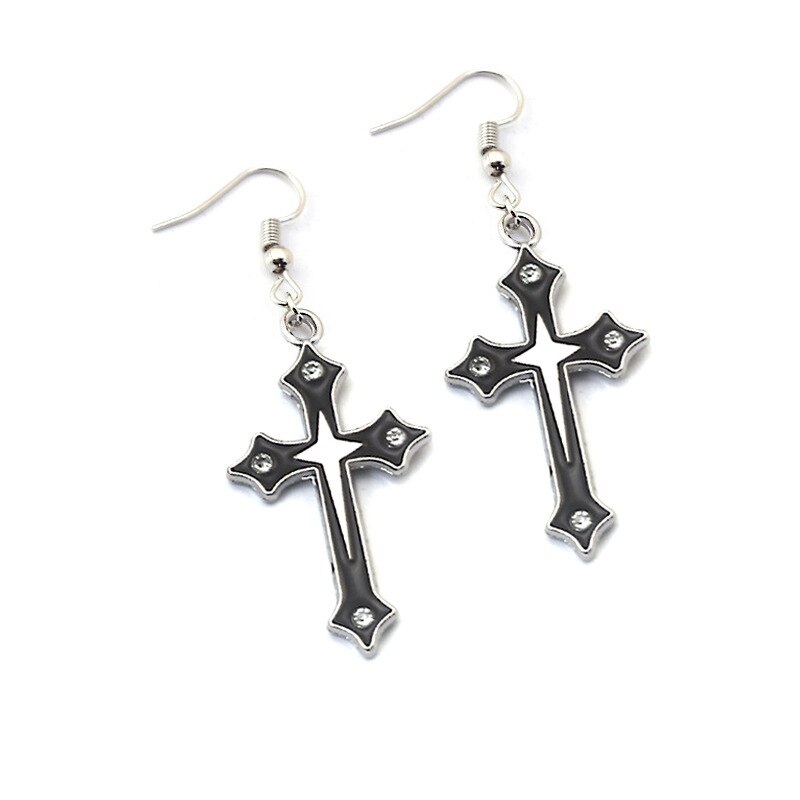 Anime DN Death Note Book Pendant Drop Earrings Stainless Steel Cross Black Anime DN Death Note Double L Earring Cosplay Jewelry Birthday gif