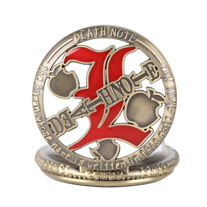 Anime DN Death Note Necklace Red Double L Pendant Watches Men Women Japan Quartz Pocket Watch Cool Halloween Accessories Gifts Bag