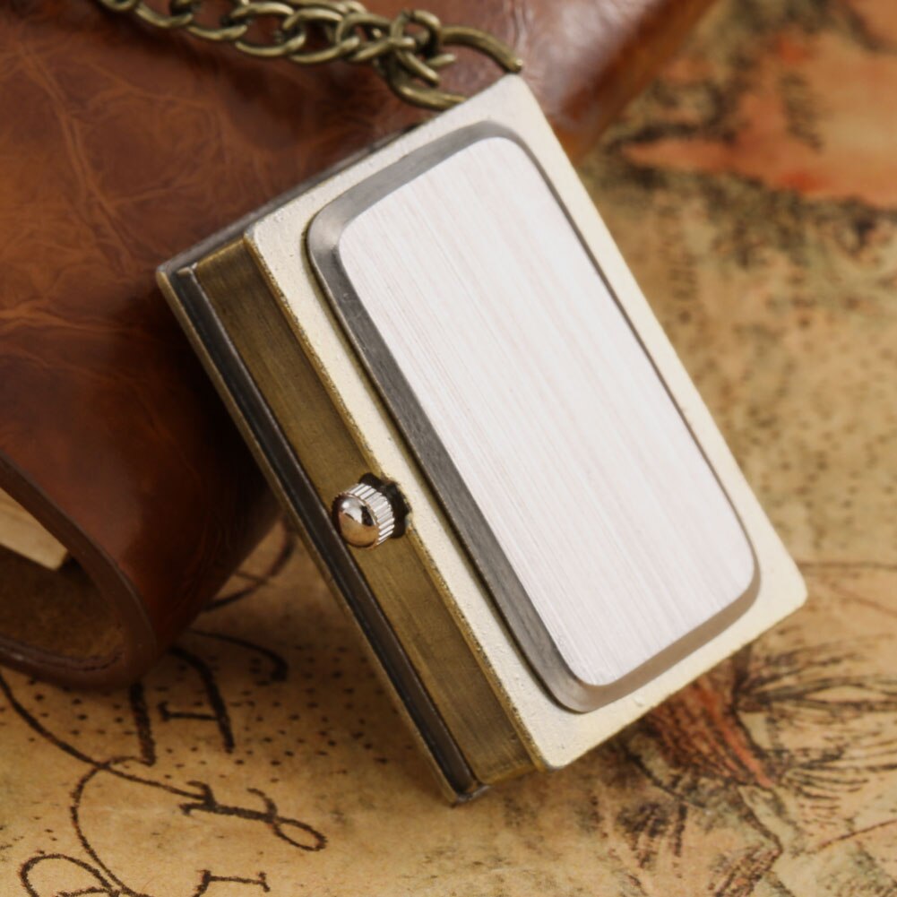 Hot Japanese Anime DN Death Note Book Vintage Bronze Rectangle Small Quartz Pocket Watch Necklace Chain Steampunk Gift for Men Women 2020