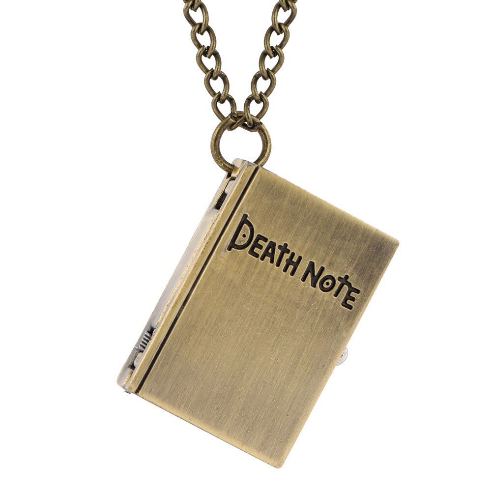 Hot Japanese Anime DN Death Note Book Vintage Bronze Rectangle Small Quartz Pocket Watch Necklace Chain Steampunk Gift for Men Women 2020