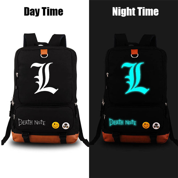 Anime DN Death Note Luminous Printing Satchel School Bags Laptop Backpack For Teenagers