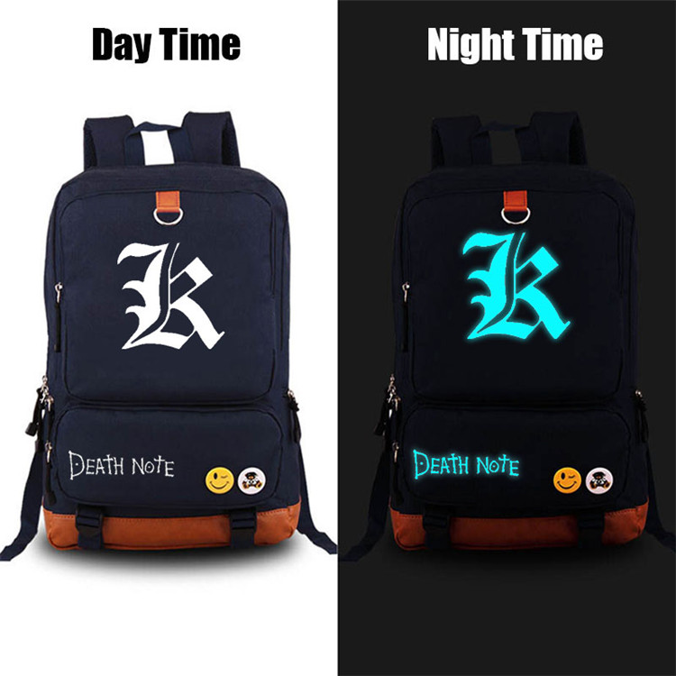 Anime DN Death Note Luminous Printing Satchel School Bags Laptop Backpack For Teenagers