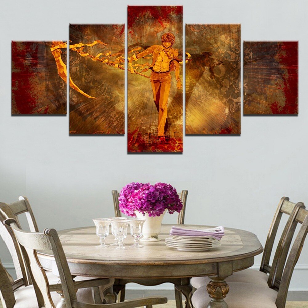 Anime DN Death Note 5 Pieces HD Printed Canvas Wall Art Modular Poster Pictures Home Decorative For Living Room