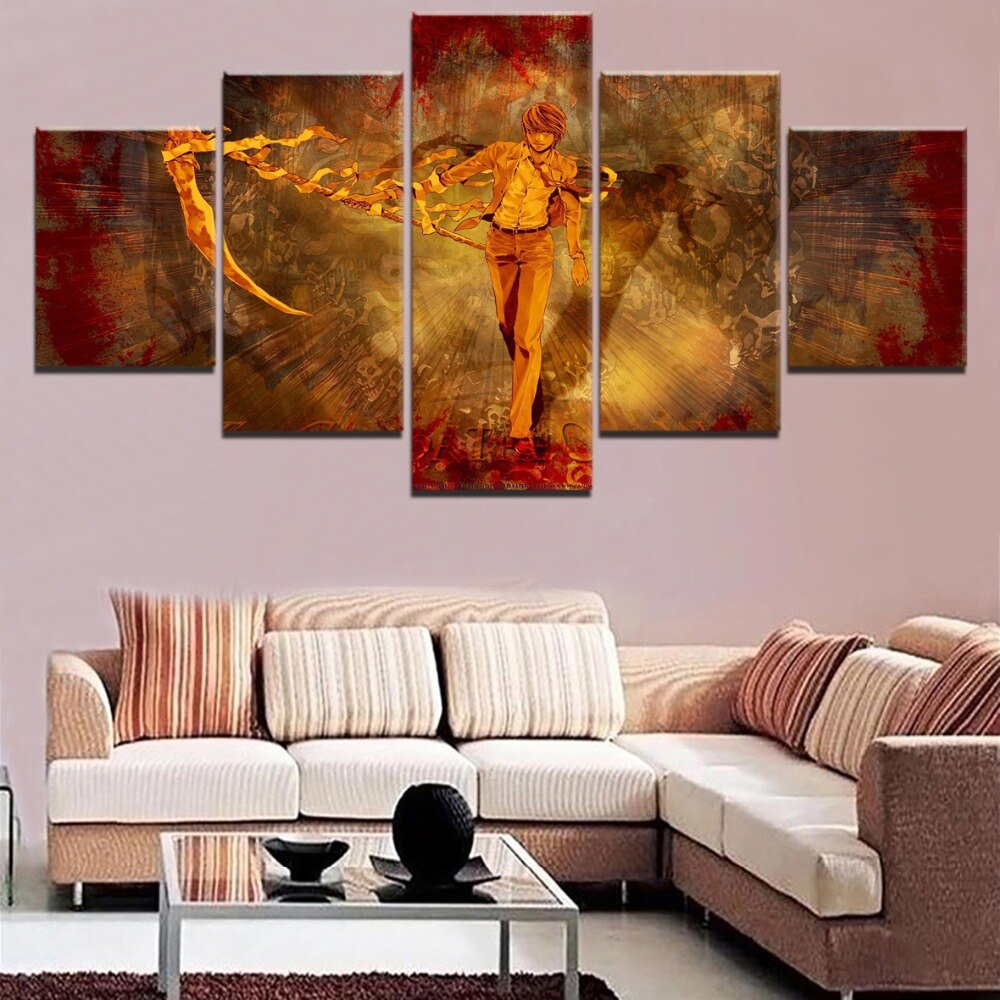 Anime DN Death Note 5 Pieces HD Printed Canvas Wall Art Modular Poster Pictures Home Decorative For Living Room