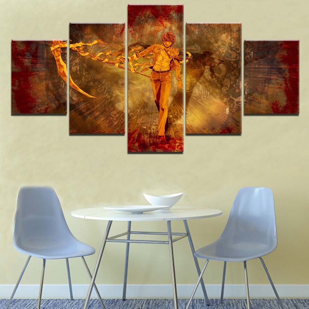 Anime DN Death Note 5 Pieces HD Printed Canvas Wall Art Modular Poster Pictures Home Decorative For Living Room