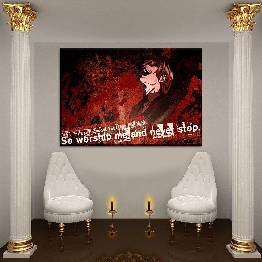 Anime DN Death Note Light Evil Smile Painting Canvas Poster