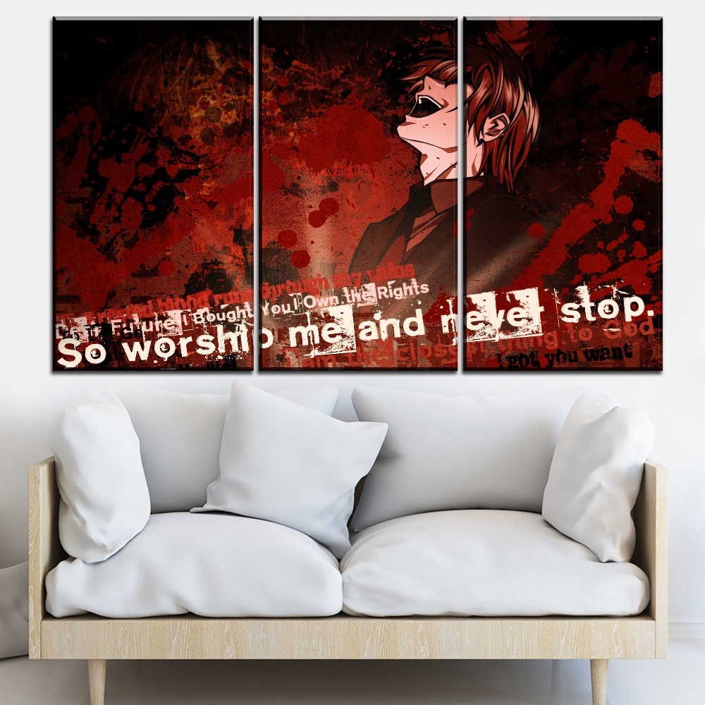 Anime DN Death Note Light Evil Smile Painting Canvas Poster