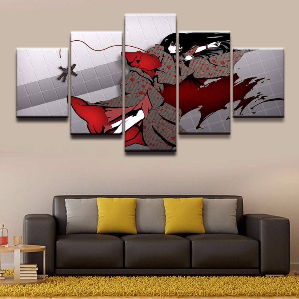 Anime DN Death Note 5 Pieces&nbsp;Jigoku Shojo HD Print Canvas Wall Art Poster For Home Decor Modular Framework