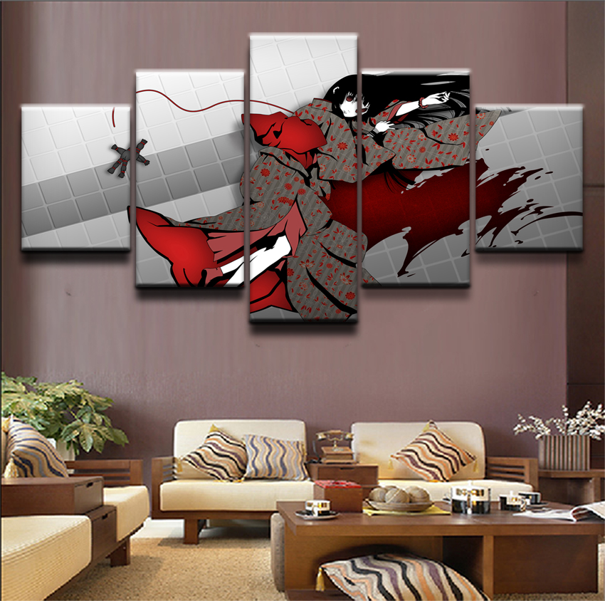 Anime DN Death Note 5 Pieces&nbsp;Jigoku Shojo HD Print Canvas Wall Art Poster For Home Decor Modular Framework