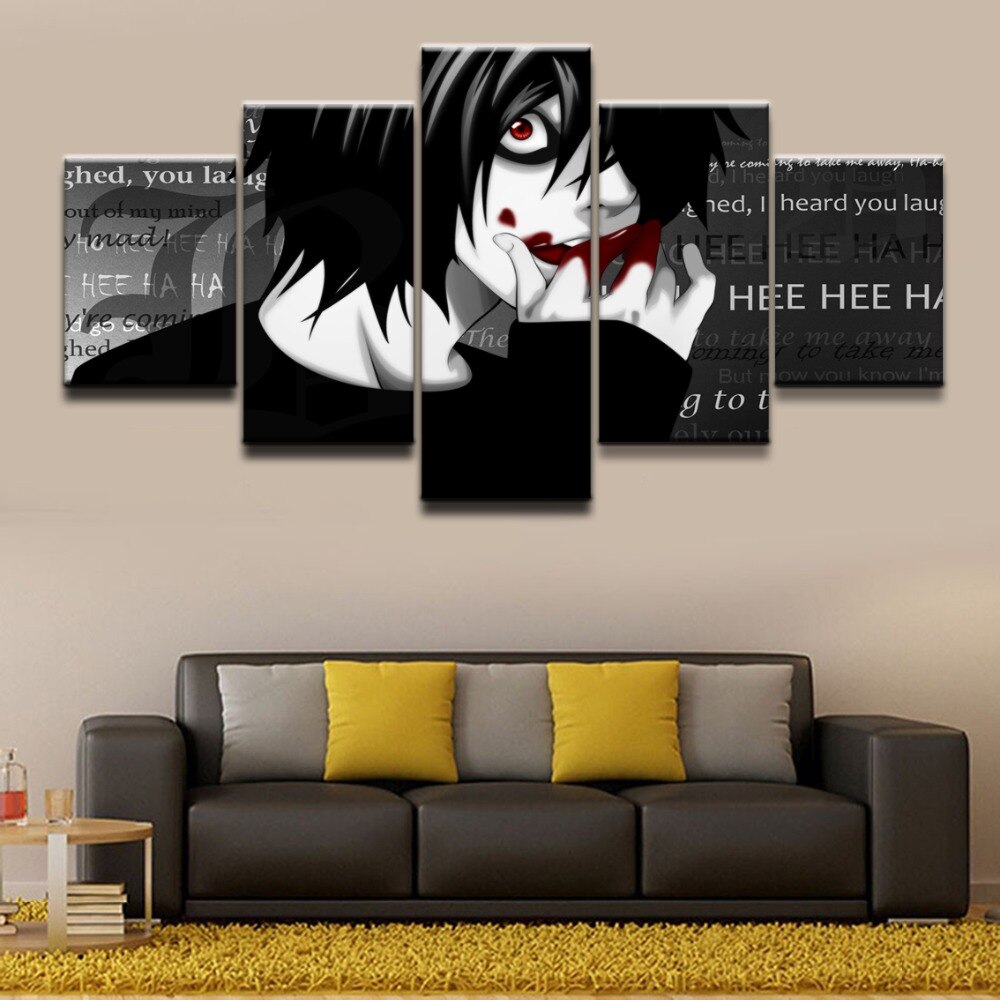 Anime DN Death Note 5 Pieces Canvas HD Wall Art Prints Home Decorative Poster Framework For Living Room