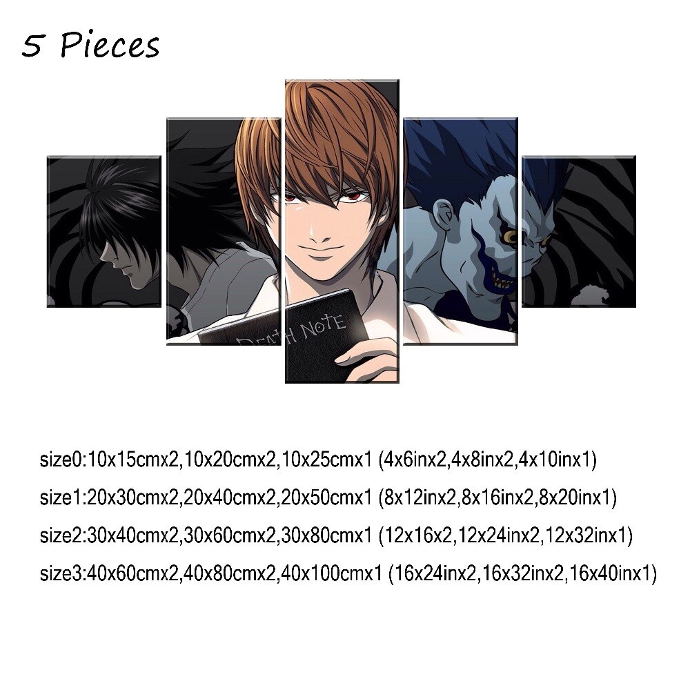 1-5 Pieces Anime DN Death Note Canvas - Poster - Wall Decoration 1-5 Pieces Anime DN Death Note Canvas - Poster - Wall Decoration